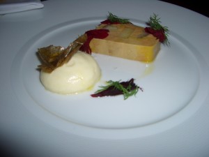 Smoked eel, fois gois and baked potato foam and dill Smoked eel, fois gois and baked potato foam and dill