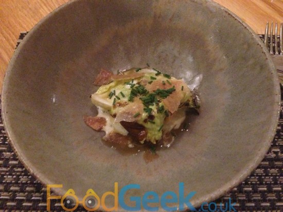 Crab, Braised Cabbage, Horseradish, Chicken Skin & Crow Garlic