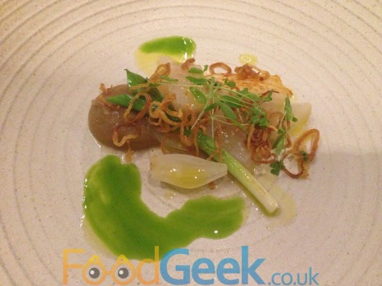 Sole, Onions, Smoked Scallops, Parsley, Leeks
