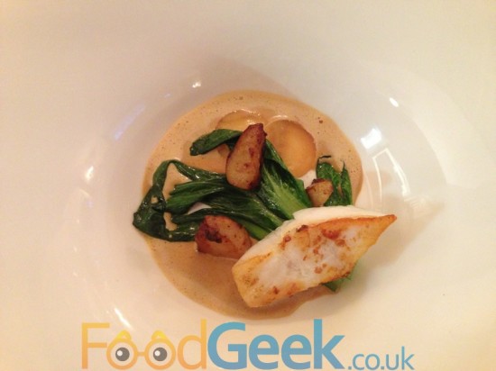 Roast Turbot, Jerusalem Artichoke, Candy Beets, Pak Choi & Lapsang Souchong
