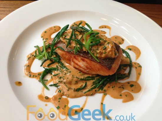 Roast Loch Fyne Salmon, Whitby Bay crab & sea vegetables