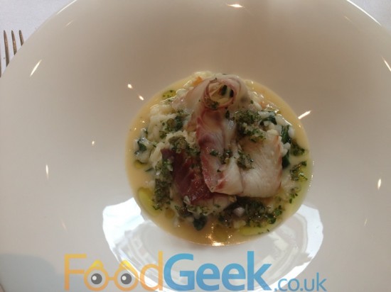 Crab Risotto with Smoked Eel, Wild Garlic & Preserved Lemon