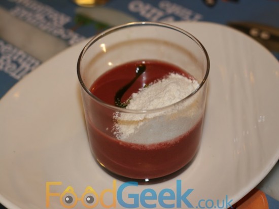 Cherry Gazpacho, Goat Cheese Cloud