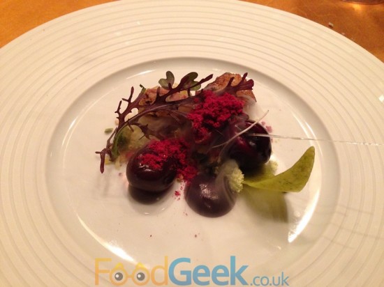 Pigeon, Foie Gras, Palm Sugar, Cherries & Pistachio