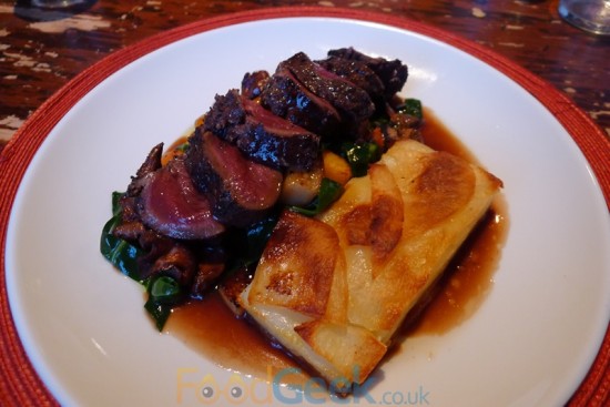 Seared Venison Loin, Anna Potatoes