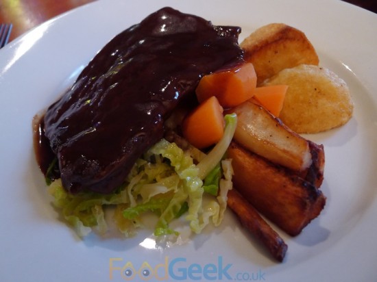Braised Rump Steak, Mulled Wine Sauce
