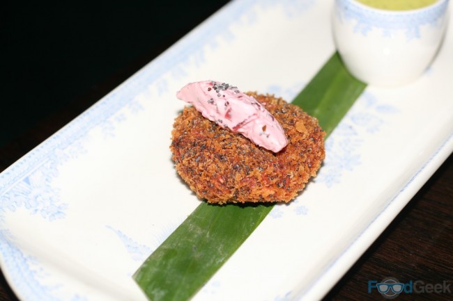 Beetroot Shikampuri Kebab, Kasundi Chutney