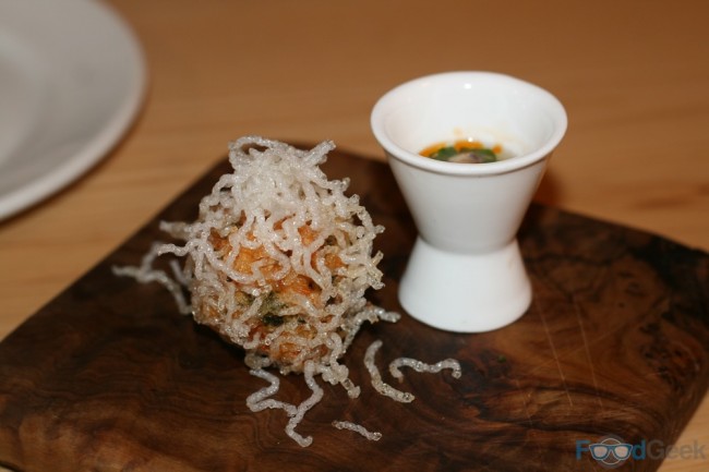 Deep Fried Prawn Ball With Abalone & Chilli Vinaigrette