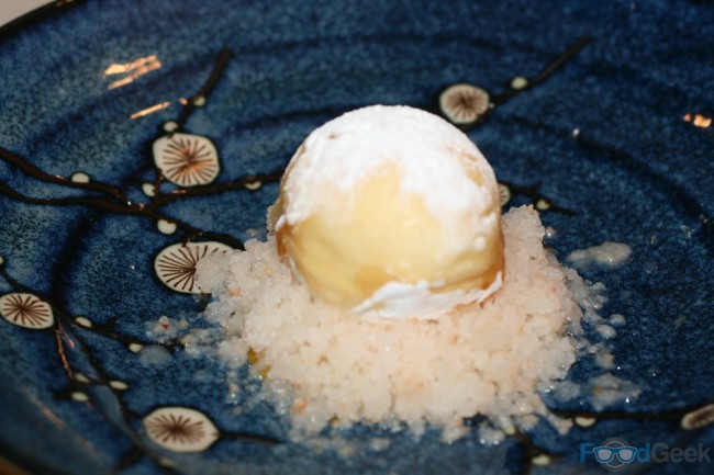 Snow Ball Merengue, Lychee Granite, Mango Puree & Lime Sorbet