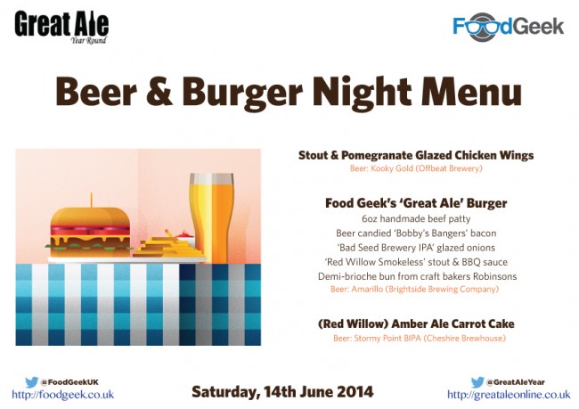 Beer & Burger Night Menu