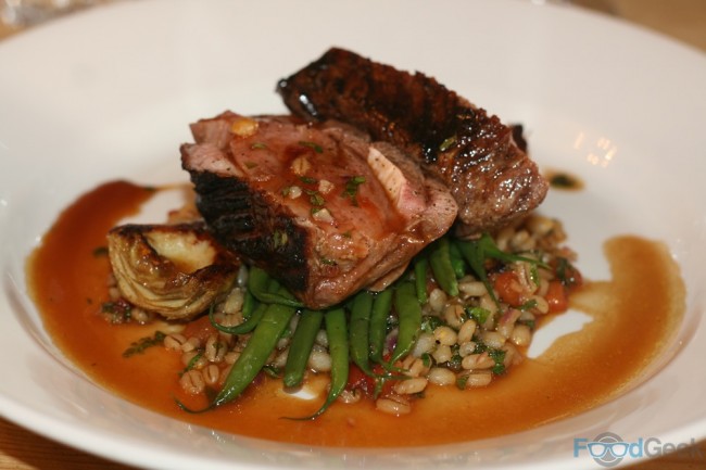 Chargrilled Rump Of Lamb, Green Beans, Pearl Barley, Dressing