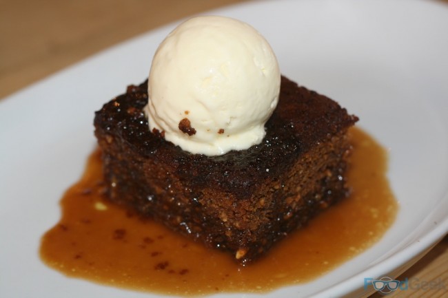 Ginger Parkin, Stout Toffee Sauce, Orange Semifreddo