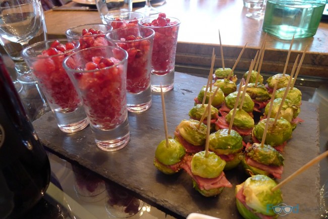 Pomegranate Granita & Brussels Sprouts & Pastrami Bites