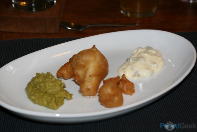 Deep Fried Cod Cheeks, Tartare Sauce & Peas