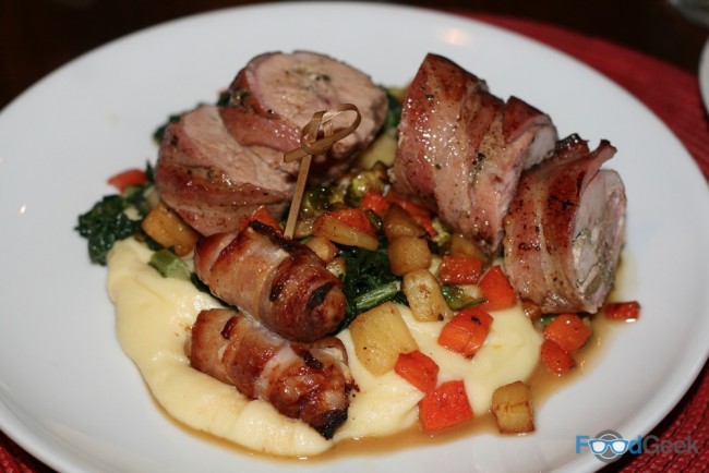 Pheasant breast with festive trimmings
