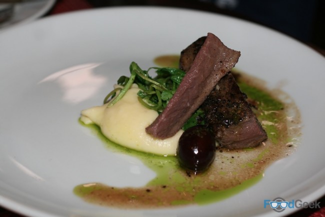 Seared peppered venison loin